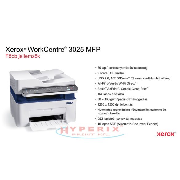 Xerox WorkCentre 3025 ADF Multifunkciós , mono lézernyomtató (3025V_NI)