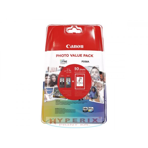 CANON PG540XL+CL541XL multipack + 50db 10x15cm /GP501/ fotópapír csomag /eredeti/ (5222B013)